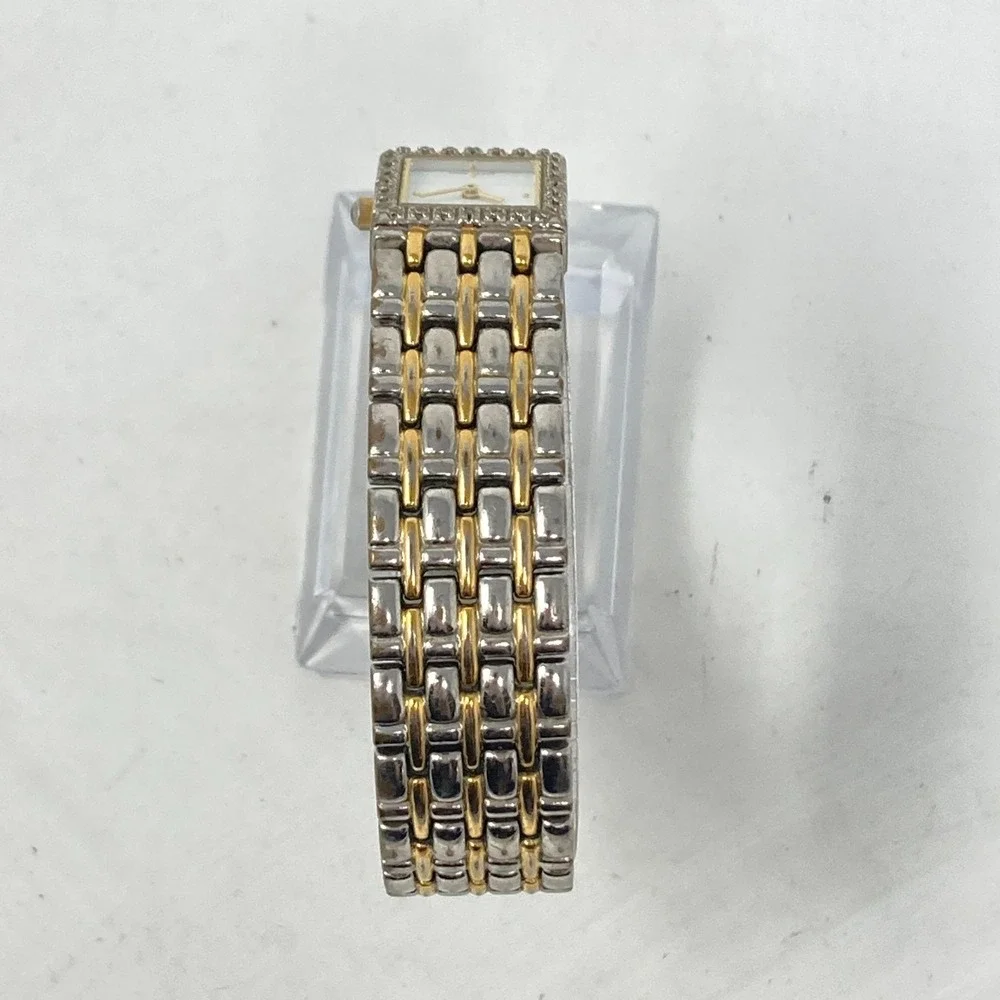 Pulsar Womens Watch 17mm White Dial Two Tone Crystal V810-X056 New Battery 7.25